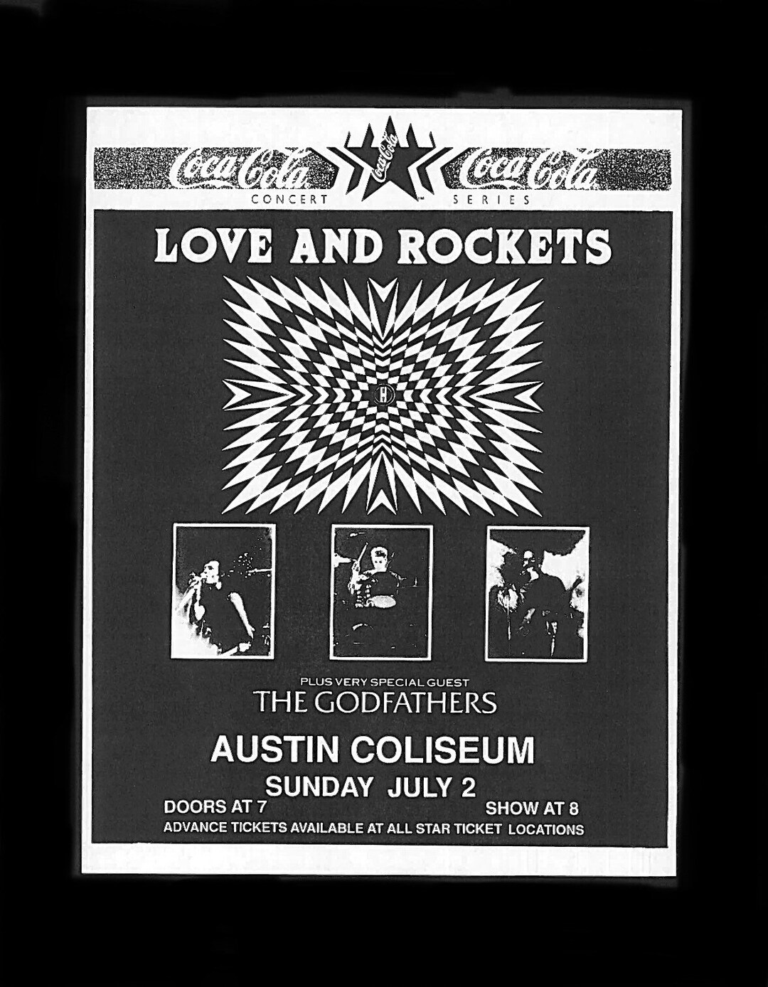 AMOR Y COHETES 1989 Cartel original del cartel del concierto Austin ...