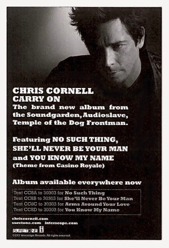 Chris Cornell From Soundgarden Original Promo Record Music 