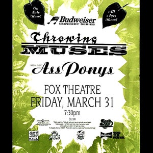 1995 - THROWING MUSES - Ass Ponys - Original Colorado Music Concert Poster