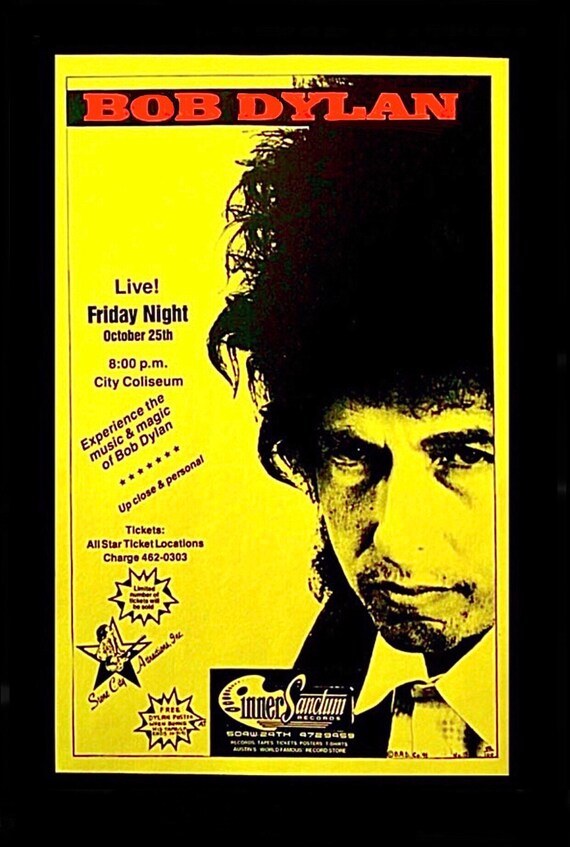 1991 Bob Dylan Original Music Concert Poster Signed Etsy