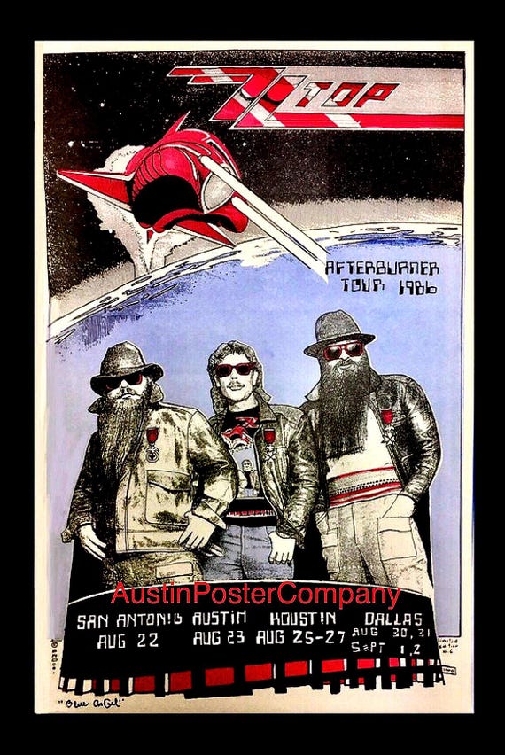 1986 - ZZ Top - Afterburner Austin Texas Tour - Original Vintage