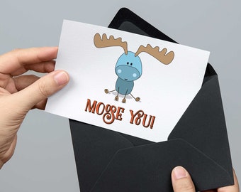 MISS YOU, artwork, card, print, Printable - Instant Download - drawin in illustrator this adorable Moose is ready to be printed out :)