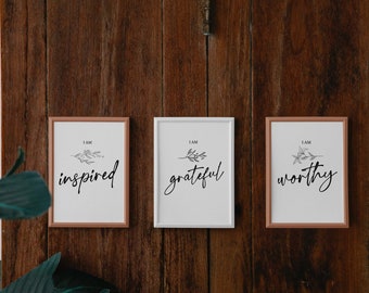 7 Home and office decor wall art, Stay positive work hard make it happen, Printable wall art, Inspirational Quotes, Motivational 8.5 x 11