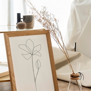 Magnolia flower, Digital Download, Line Drawing, Continuous Line Art, Minimalist Wall Art