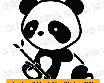 sitting panda baby panda SVG for cutting machines, SVG Files, Clipart, Circut, Cutting Files, DXF, Clipart, Instant Download
