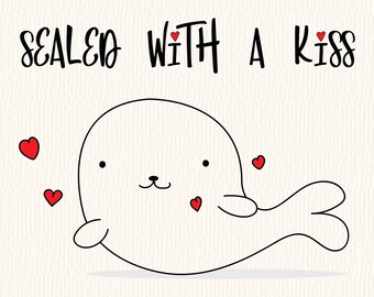 Valentine graphic cute baby Seal. Printable - Instant Download - This adorable SEAL is ready to be printed out :)