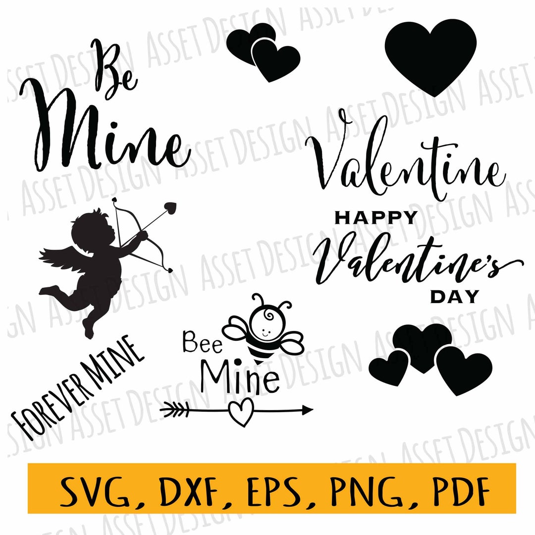Valentines Day Cupid Hearts Be Mine SVG for Cutting Machines, SVG Files ...