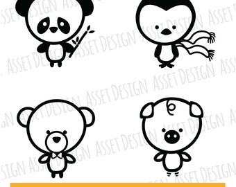 baby animals penguin panda bear pig SVG for cutting machines, SVG Files, Clipart, Circut, Cutting Files, DXF, Clipart, Instant Download