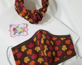 Autumn face mask , Washable, Reusable,  Cotton face mask with filter,  Fall season face mask,  fabric face mask, Face mask