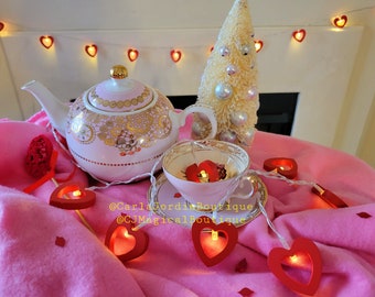 Valentine's day Heart shaped Light Garland,  Heart Shaped String lights,  Red Heart Shaped String lights,  Heart shaped Lights Garland