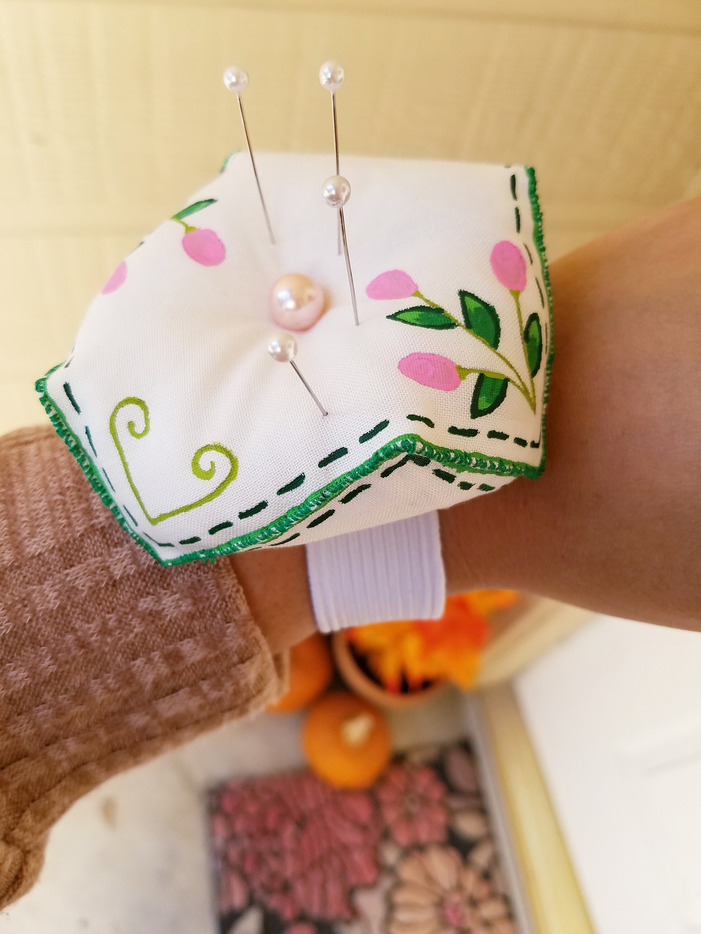 Handpainted Pincushion Handmade Pincushions Vintage Style Etsy