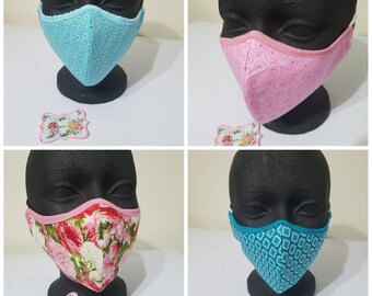 Pink Floral Face masks, Face masks with filter, Washable face masks, Cotton face masks, Reusable face masks with filter, Fabric face masks