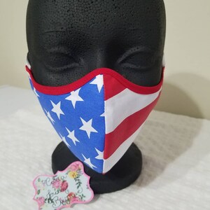 4th of July, Patriotic Washable face mask, 100% Cotton, Triple layered,Washable, Reusable, fast shipping, made in Texas