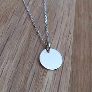 Collier disque a graver pampille cible, 12 mm, en argent, plaqué ou, à personnaliser