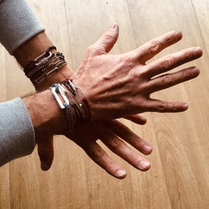 GRIJS rechthoekskoord herenarmband
