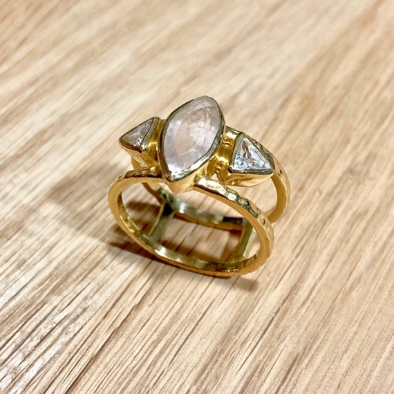 Bague en vermeil  Quartz rose