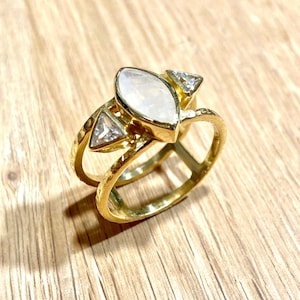 Bague en vermeil pedra da lua Pierre de lune