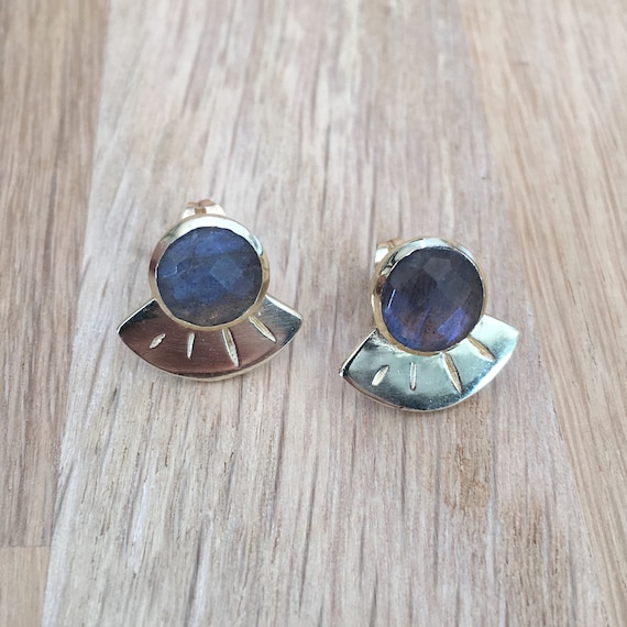 Boucles d'oreilles plaqué or et labradorite