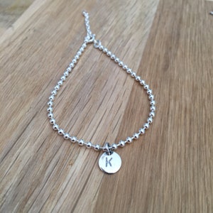 Bracelet lettre pampille 1 médaille en argent, plaqué or, à personnaliser , initiales, cœur...