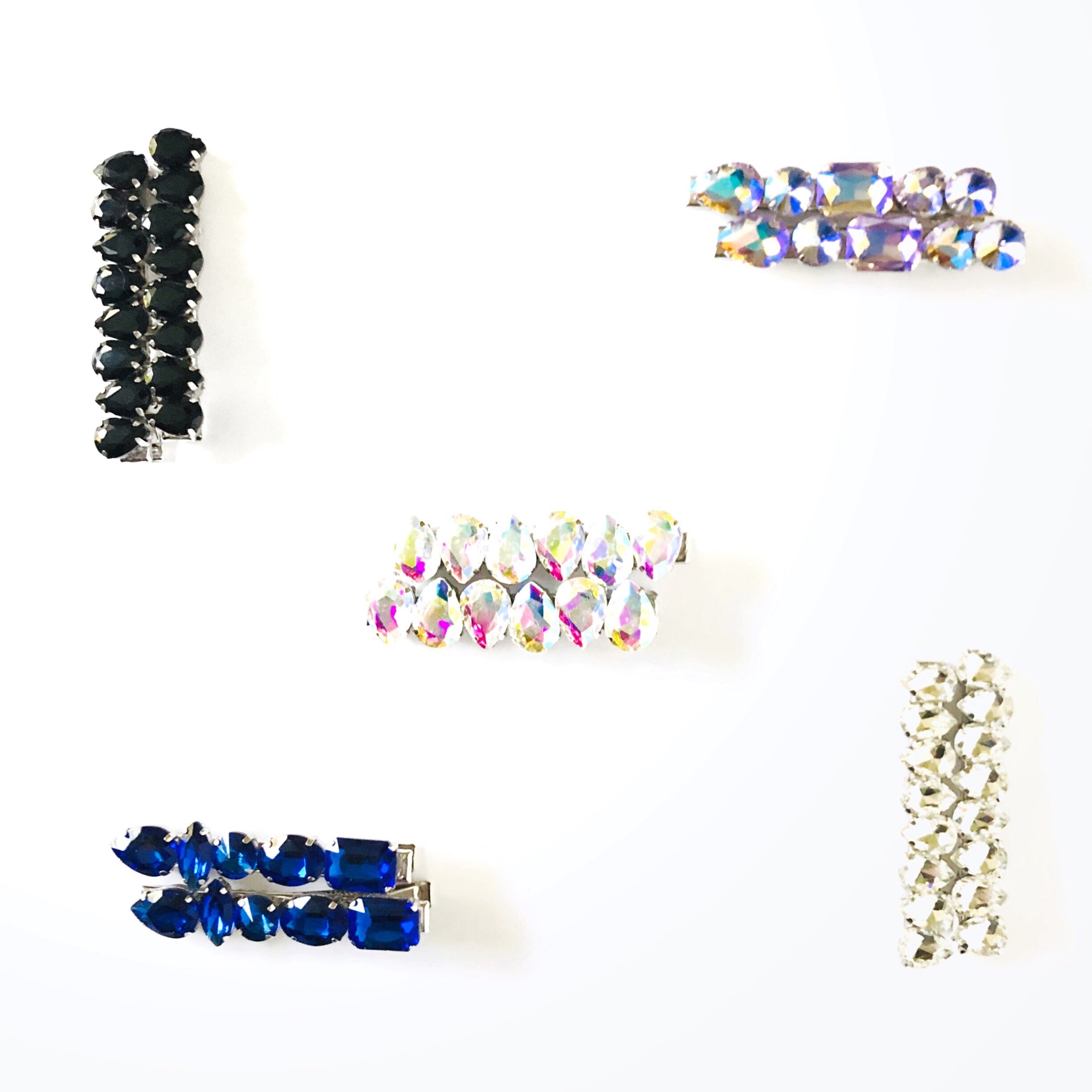 Rhinestone Jeweled Large Hair Clips Set of Two Hair Clips Etsy