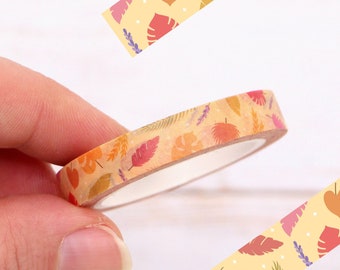 Summer Leaves 8mm Washi Tape -  Decorative masking tape | Stationery, Scrapbooking, Bullet Journal | Yume Moon Studio