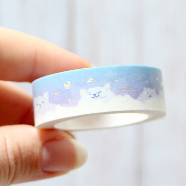 Cloud Cats Foil Washi Tape -  Decorative masking tape | Stationery, Scrapbooking, Bullet Journal | Yume Moon Studio