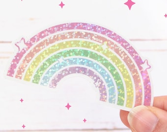 Rainbow Holographic Glitters Sticker | Stationery, Journaling, Bullet Journal | Yume Moon Studio