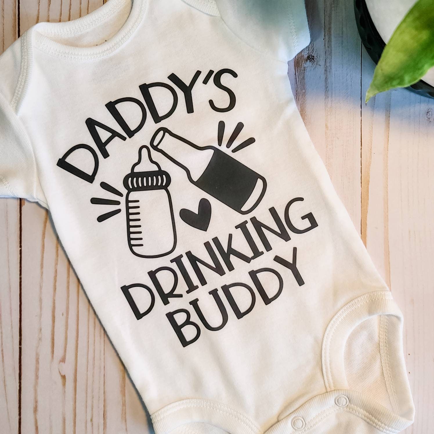 Daddy's Drinking Buddy Baby Bodysuit/ Infant Onesie/ Beer / White One