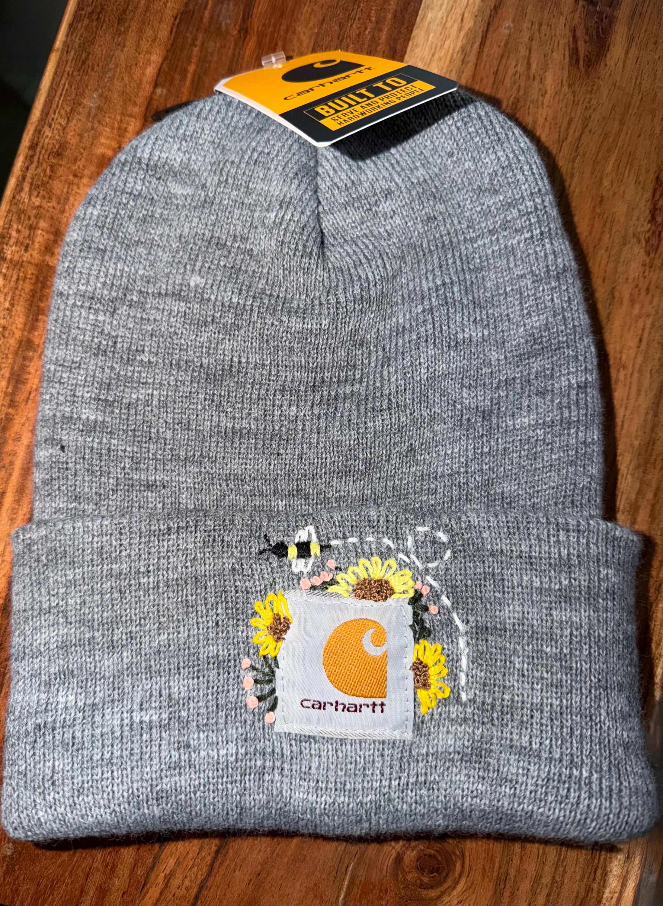 Carhartt Ivory Embroidered Knit Beanie Carhartt Beanie Embroidery | TikTok main image 3