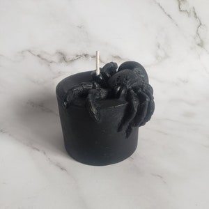 100% Beeswax Spider Pillar  Candle, Halloween,Beeswax Candle,  Black Candle, Ritual candle,  Spell Candle, Intention candle, Halloween Gift
