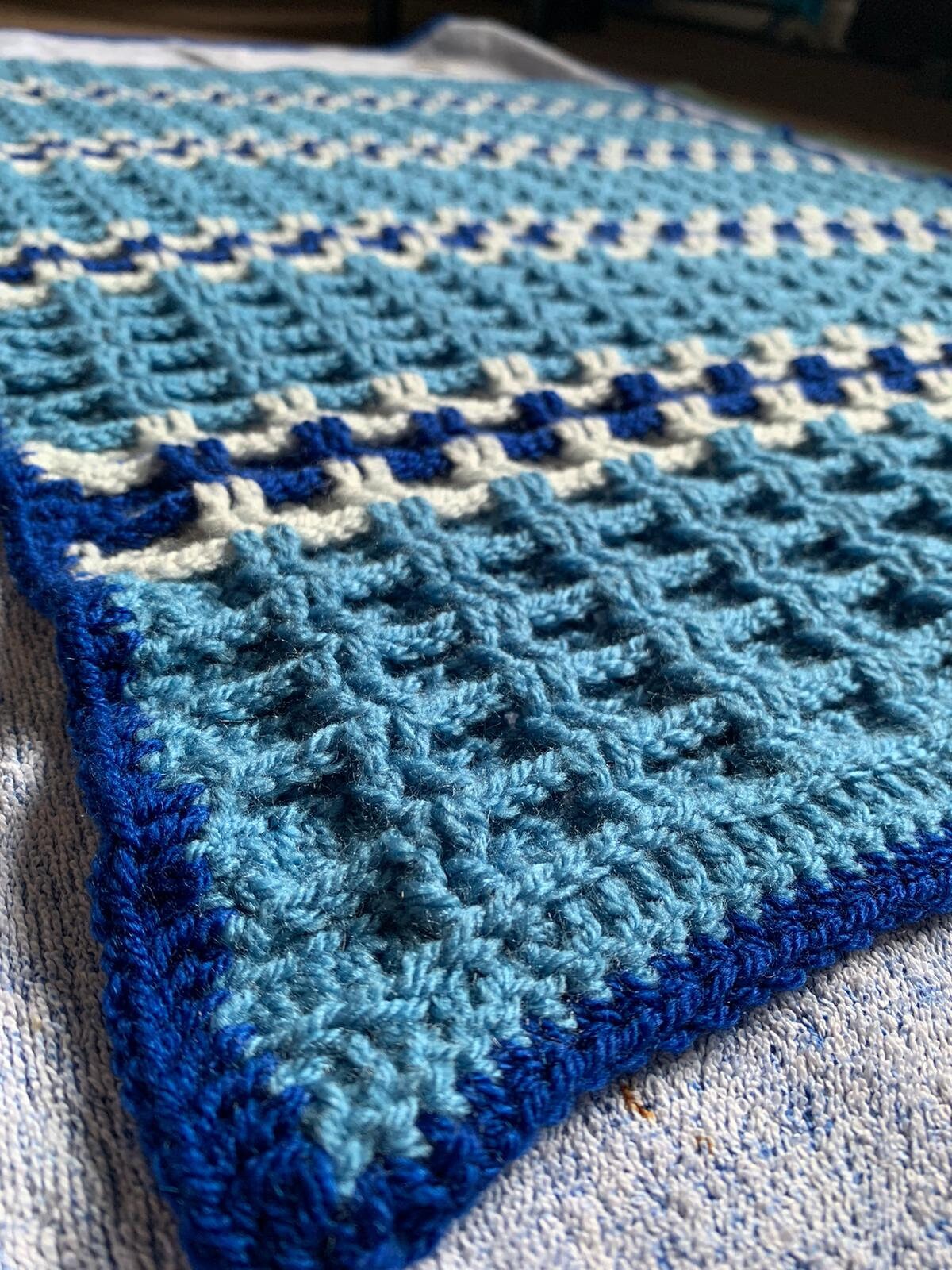 Crocheted Blue & Grey Baby Blanket Etsy