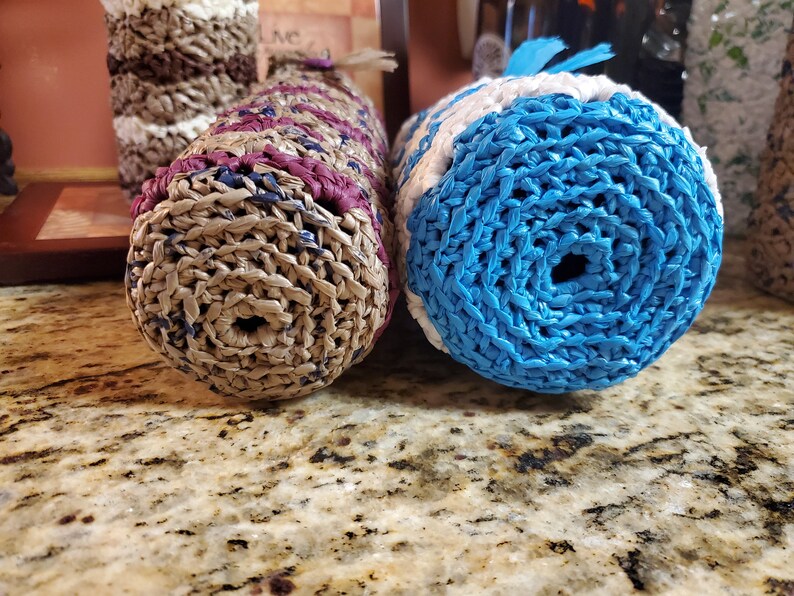 Dual-Color Custom Swallowtail Gift Wine Bag Crochet Plarn Upcycled handbag Ecofriendly