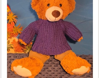 Broken Rib Bear Sweater Knitting Pattern, Fits 14-18" Teddy Bear, Doll (PDF)