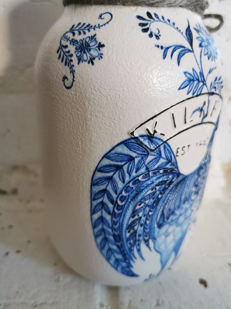 Handdecorated Rooster Kilner Jar vase Storage Utensils Etsy