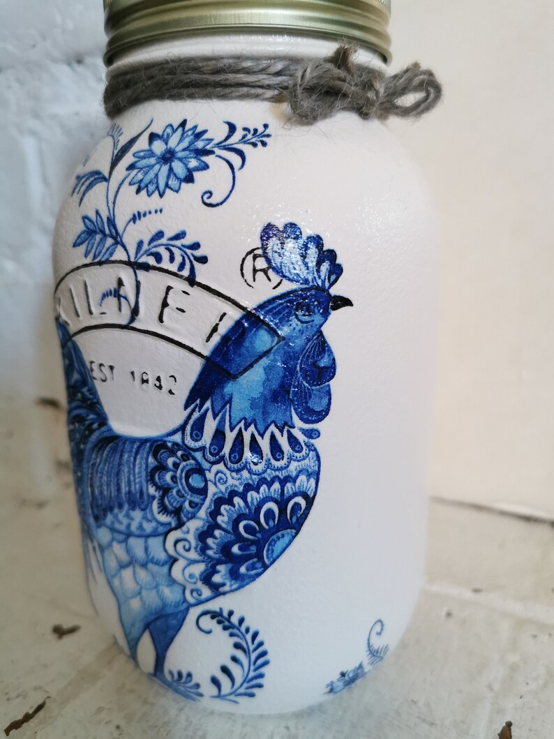Handdecorated Rooster Kilner Jar vase Storage Utensils Etsy