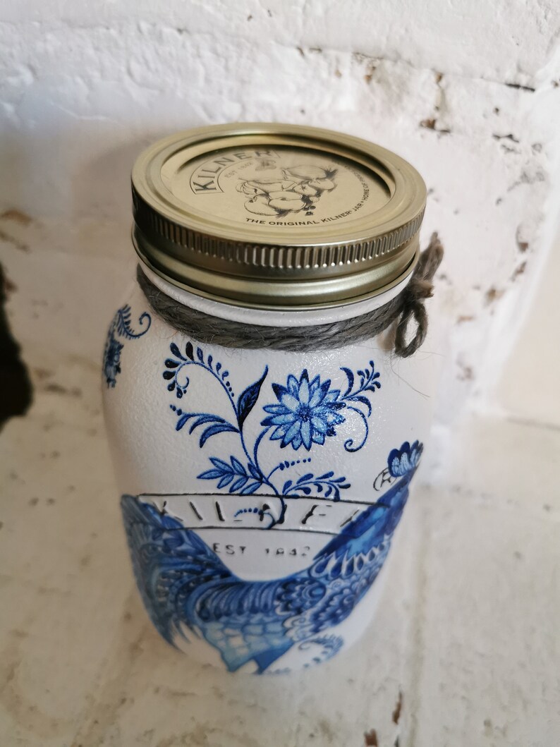 Handdecorated Rooster Kilner Jar vase Storage Utensils Etsy