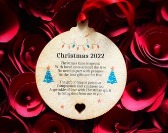 Christmas 2022 Wooden Bauble Poem Decoration Ornament Gift For Friends Family Christmas Tree