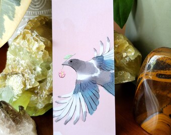 Magpie Bookmark - handmade bird tassel bookmark cute watercolor nature reading books