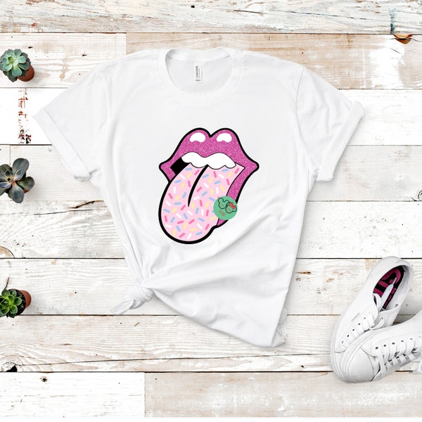 Rolling Stone lips with sprinkles, Kiss lips, tongue, SUBLIMATION jpeg, png