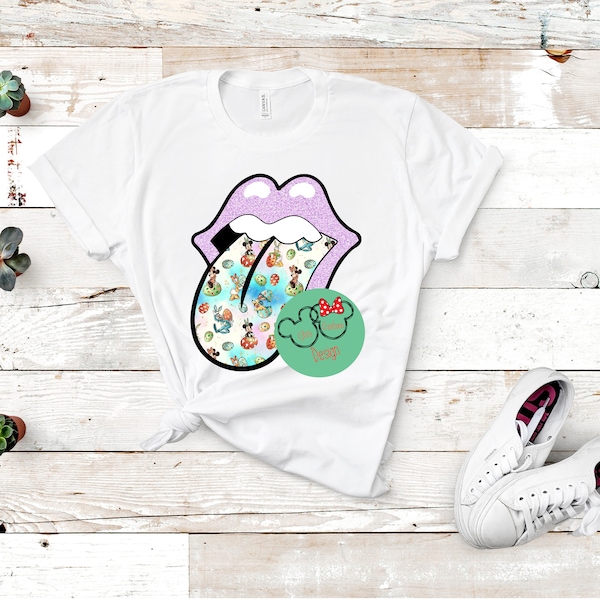 Mickey and Minnie Easter character Rolling Stone lips, Kiss lips, tongue, SUBLIMATION jpeg, png