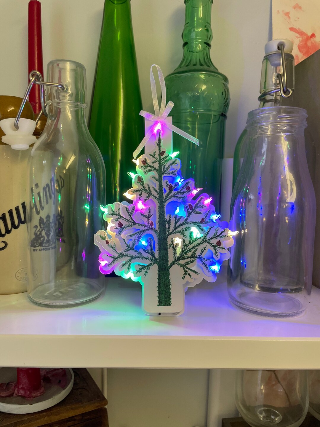 Pink Light up Hanging Christmas Tree Ornament Card Pop Up Etsy UK