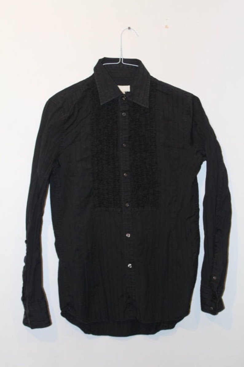 Diesel Ruffle Black Tuxedo Shirt | Etsy