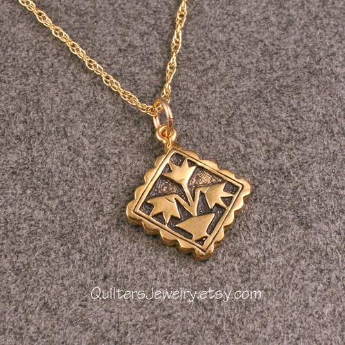 Quilt Charm BROKEN STAR in Sterling Silver Goldfill or Etsy
