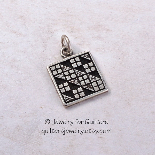 Quilt Charm, JACOB'S LADDER, In Sterling Silver, Gold-Fill, or solid 14k Gold