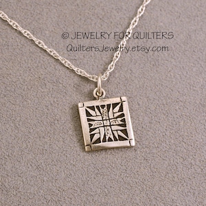 Quilt Charm, CHRISTMAS CACTUS, Handmade in Solid Sterling Silver, Gold-Fill, or solid 14k Gold