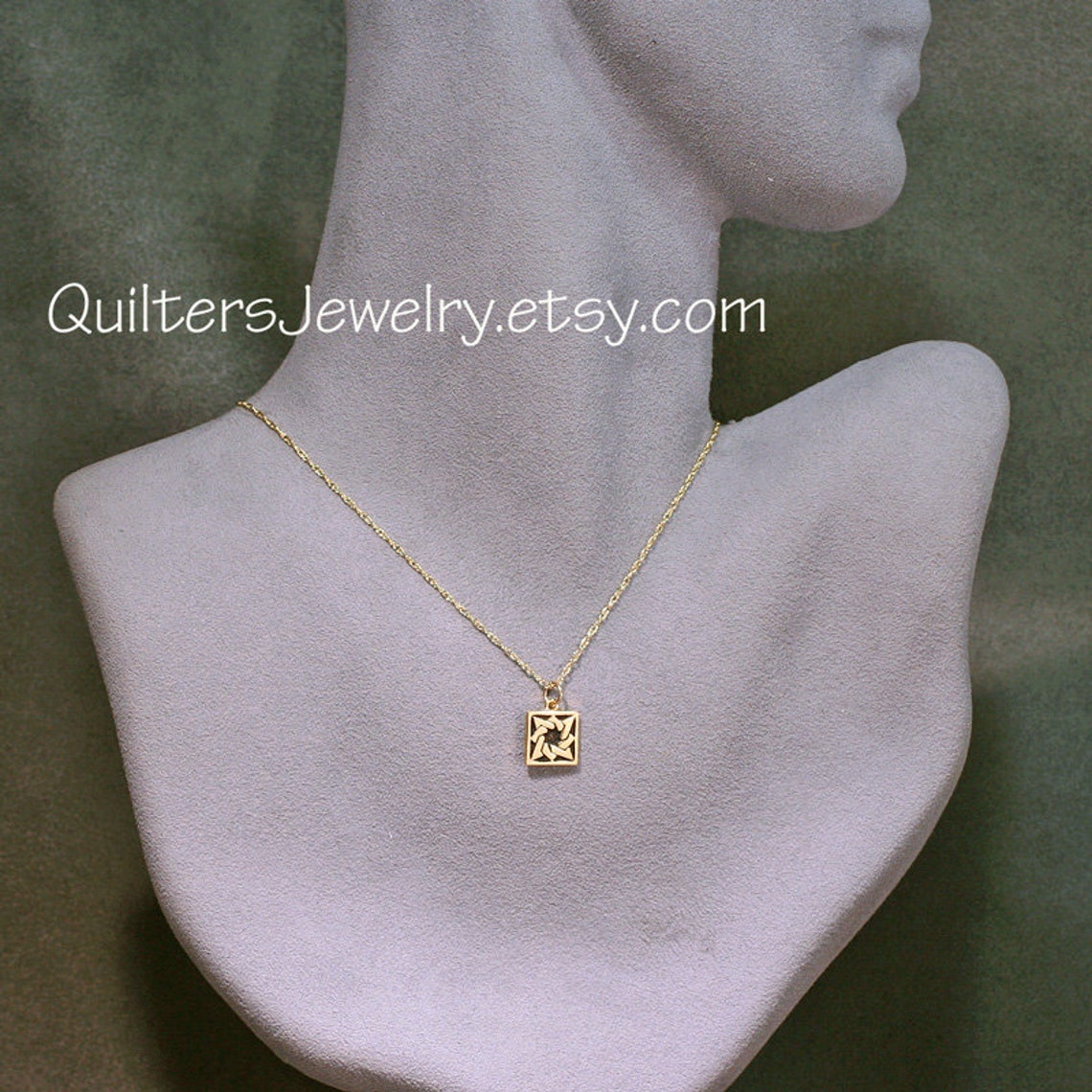 Quilt Charm, TANGLED STARS, in Sterling Silver, Goldfill, or Solid 14k Gold, Quilting Jewelry