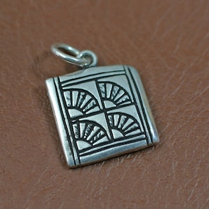 Quilt Charm, FAN Pattern, Handmade in Solid Sterling Silver, Gold-Fill, or Solid 14k Gold
