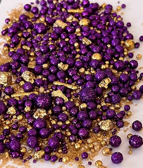 Purple and Gold Sprinkles Edible Sprinkles Bling Etsy