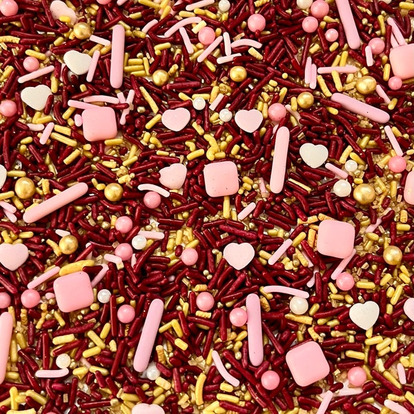 Burgundy Rose - Sprinkle - Sprinkles - Sprinkle Blend - Cake Sprinkles - Burgundy & Gold