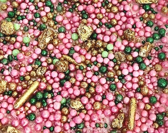 Melon - Pink and Green Sparkly Mix - Edible Sprinkles - Cake Sprinkles - Sprinkle